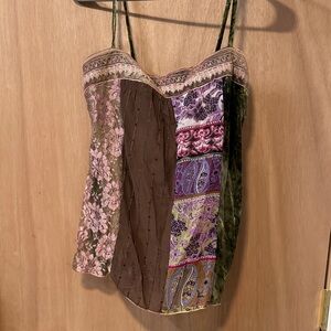 Elegant Patchwork Camisole in Brown and Green